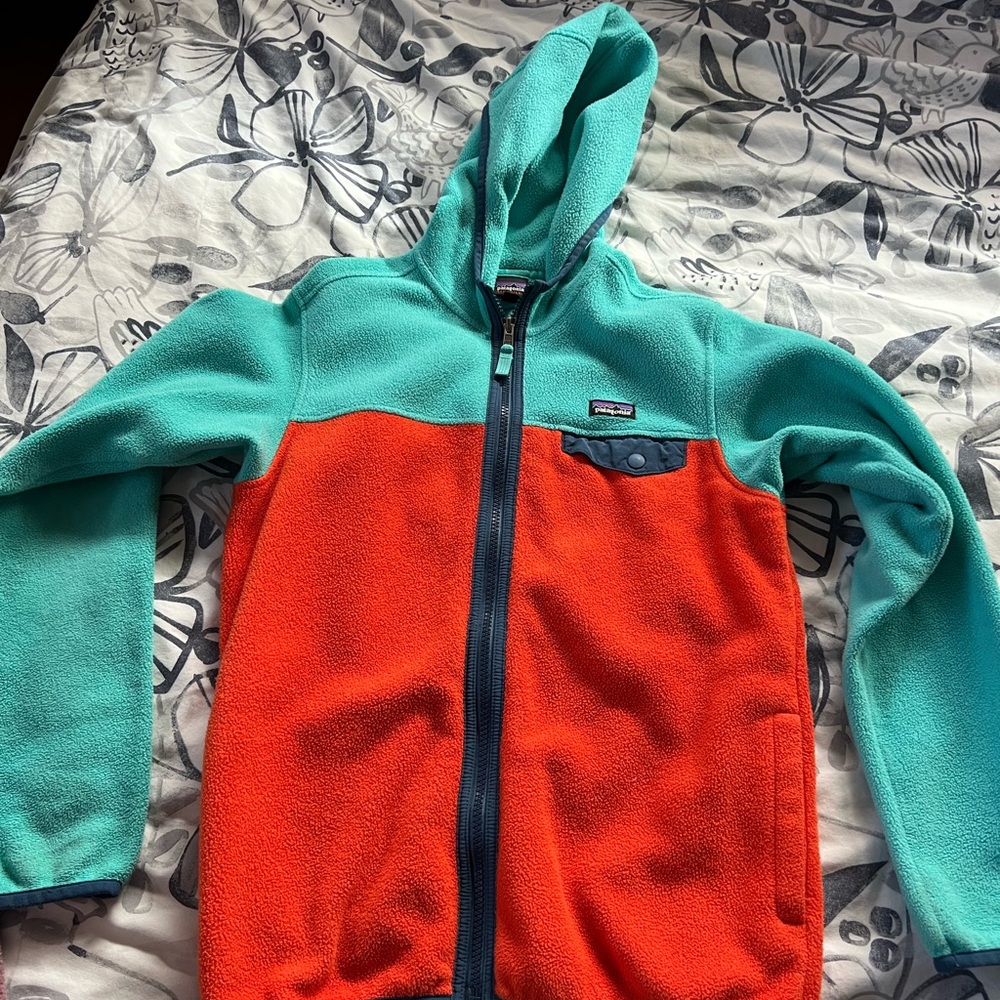 Patagonia Kids' Teal and Orange Hoodie